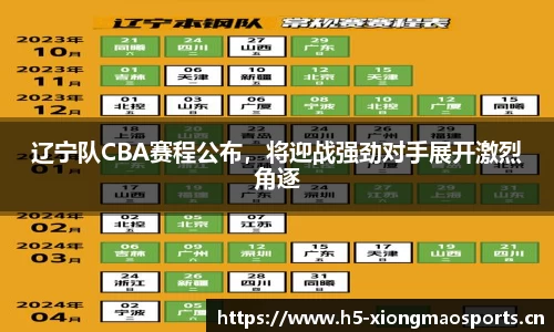 辽宁队CBA赛程公布，将迎战强劲对手展开激烈角逐